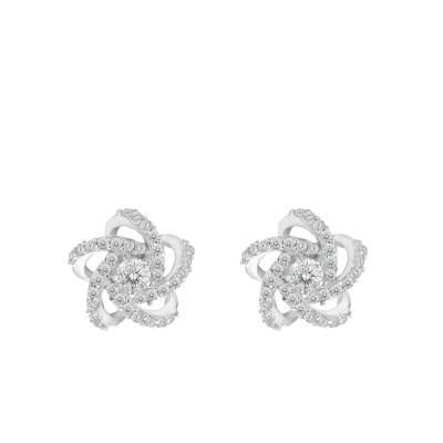 925 Silver & Zirconia Interlaced Flowers Earrings - Emanessence