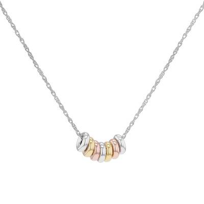 925/1000 Silver Tricolor 3-Ring Necklace, 46 cm Length - Emanessence
