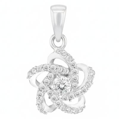 925 Silver & Zirconia Interlaced Flower Pendant - Emanessence