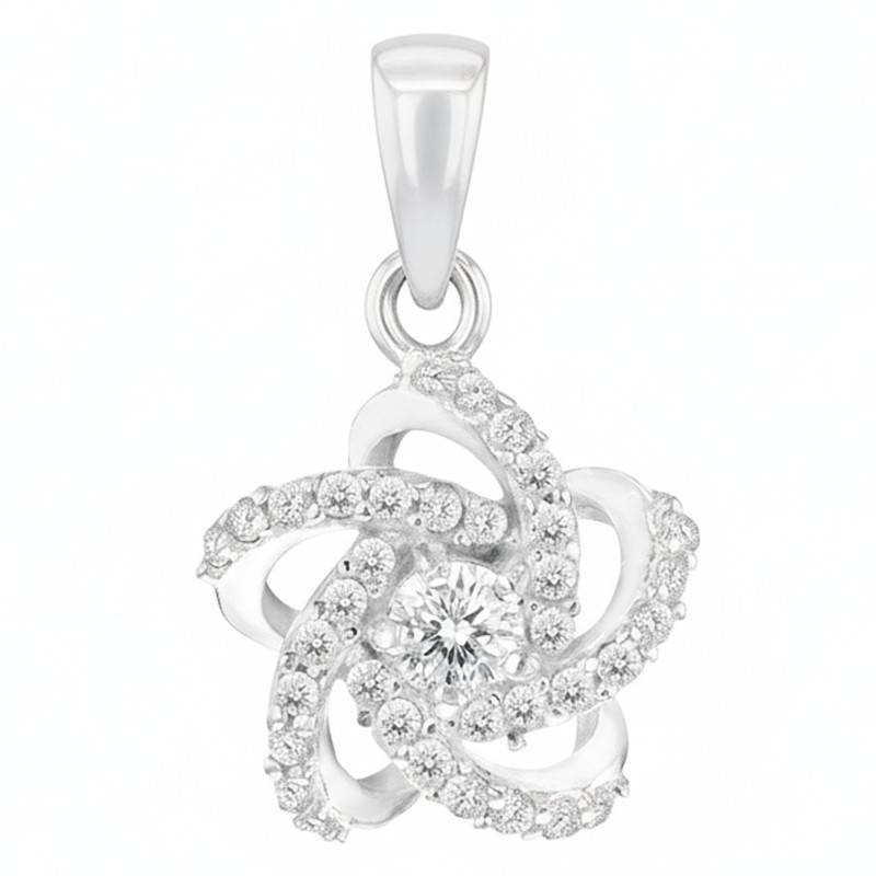 925 Silver & Zirconia Interlaced Flower Pendant - Emanessence