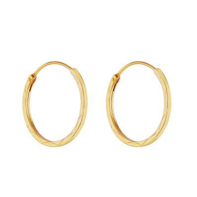 Chiseled Gold-Plated 925 Silver Hoop Earrings, 15 mm Diameter - Emanessence