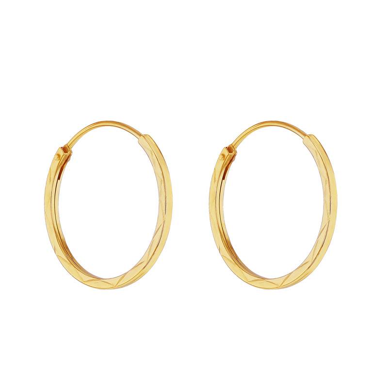 Chiseled Gold-Plated 925 Silver Hoop Earrings, 15 mm Diameter - Emanessence