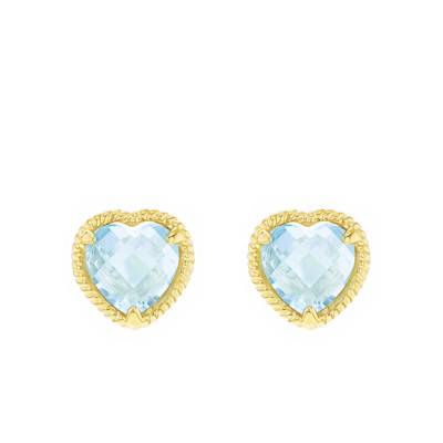 375 Yellow Gold & Topaz Twisted Heart Stud Earrings - Aurora