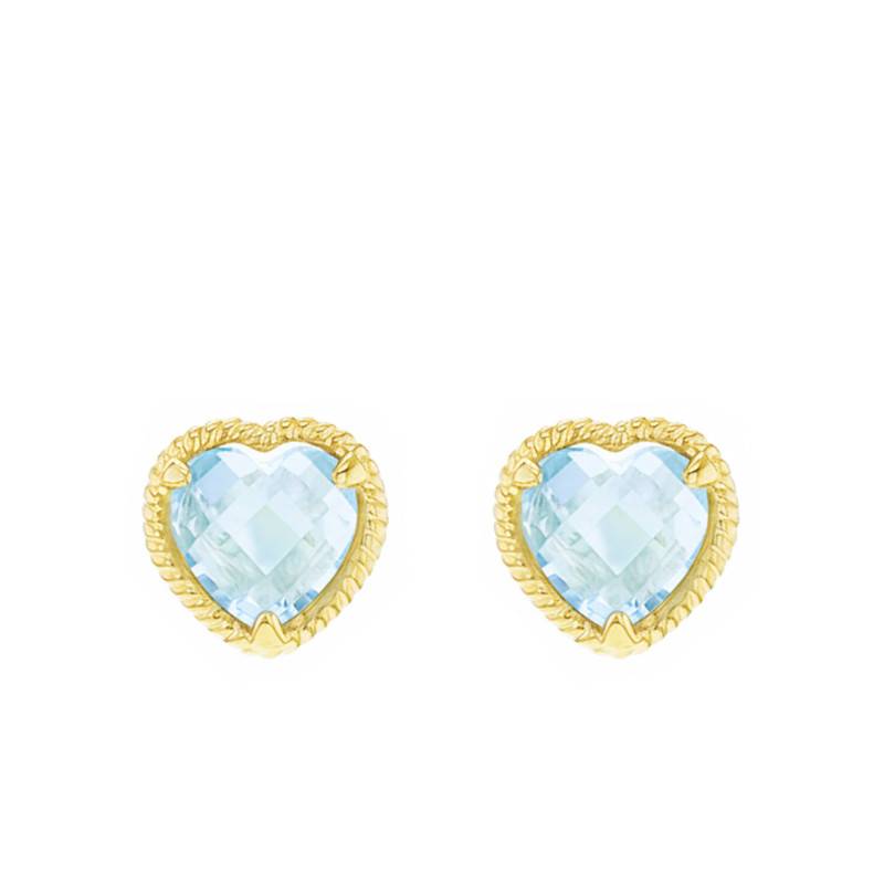 375 Yellow Gold & Topaz Twisted Heart Stud Earrings - Aurora