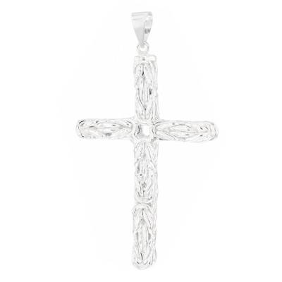 Solid 925 Silver Byzantine Cross Pendant - Vandona