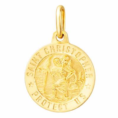 Médaille Saint Christophe en Argent 925 Doré, Diamètre 12 mm - Vandona