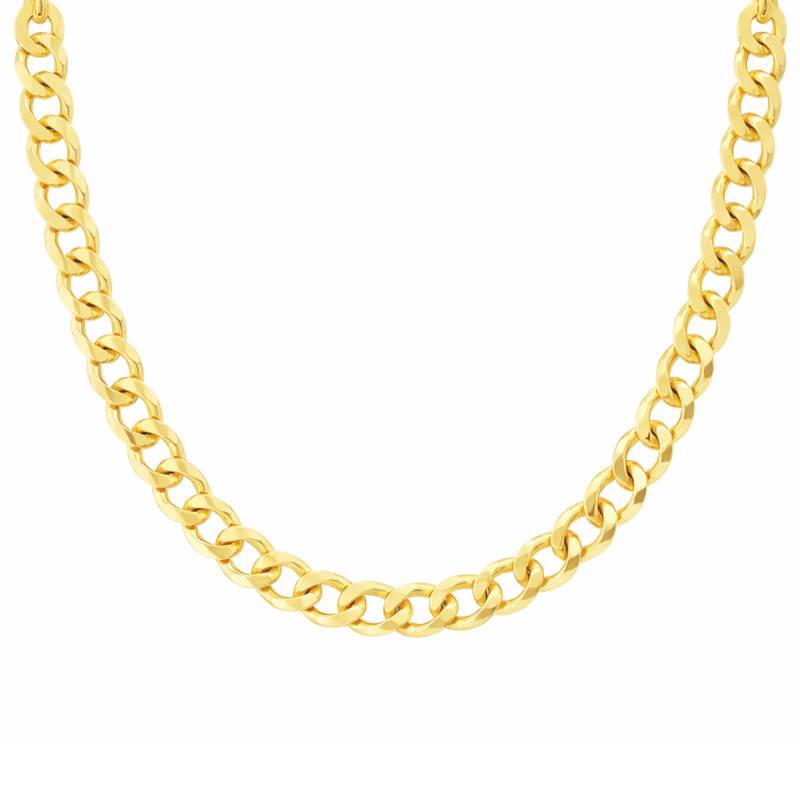 Flat Curb Chain in Gold-Plated 925/1000 Silver, 41 cm - Manillon