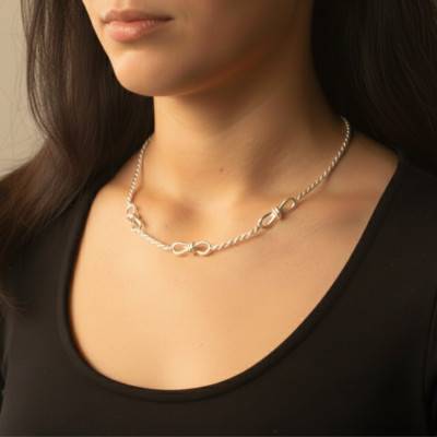 925 Silver Knot Motif Necklace 43 cm - Artemis