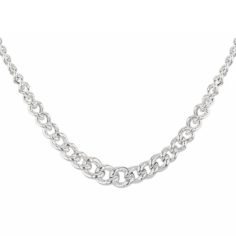 925 Silver Round Curb Chain, Length 46 cm - Manillon