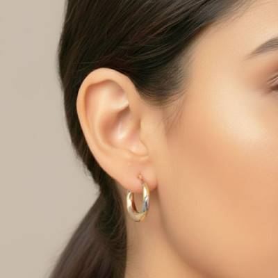 Boucles d'Oreilles Créoles Torsadées en Argent 925 & Plaqué 3 Ors 375 - Emanessence