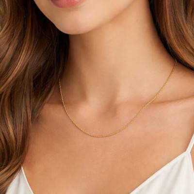 Adjustable Diamond-Cut Cable Chain in 375/1000 Yellow Gold, 41 to 46 cm - Manillon