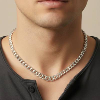 Chaîne Gourmette Ronde en Argent 925, Longueur 46 cm - Manillon