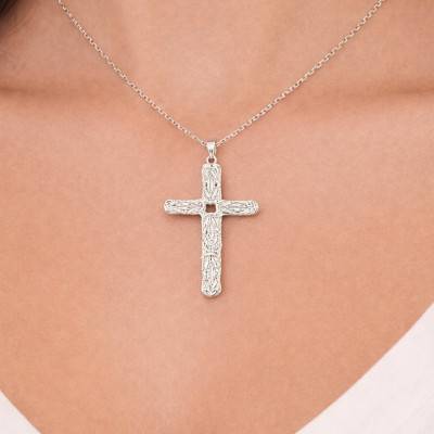 Solid 925 Silver Byzantine Cross Pendant - Vandona