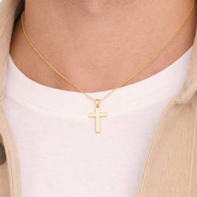 925 Silver Gold-Plated Simple Cross Pendant, 20x14mm - Vandona