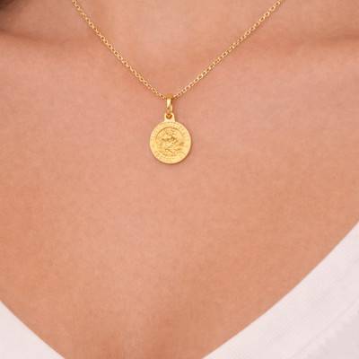 Médaille Saint Christophe en Argent 925 Doré, Diamètre 12 mm - Vandona