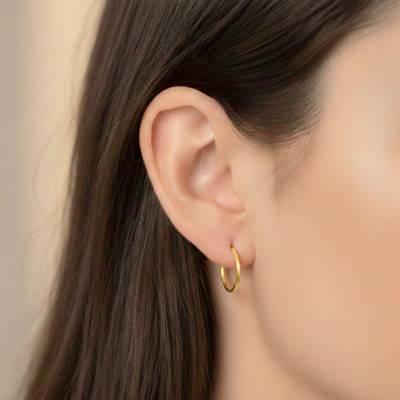 Chiseled Gold-Plated 925 Silver Hoop Earrings, 15 mm Diameter - Emanessence