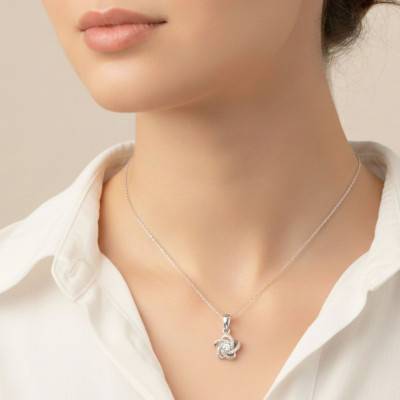 925 Silver & Zirconia Interlaced Flower Pendant - Emanessence