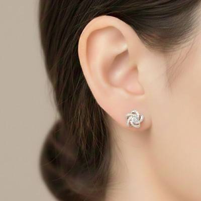 925 Silver & Zirconia Interlaced Flowers Earrings - Emanessence