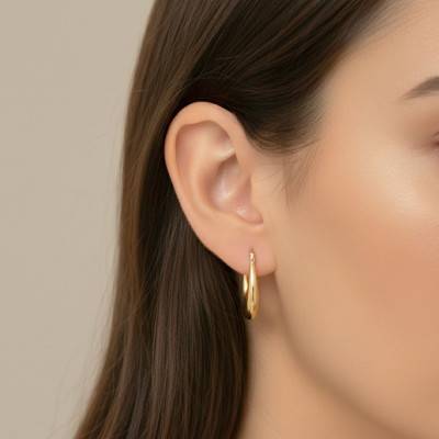 Boucles d'Oreilles Créoles Ovales en Argent 925 Plaqué Or Jaune 375 - Emanessence