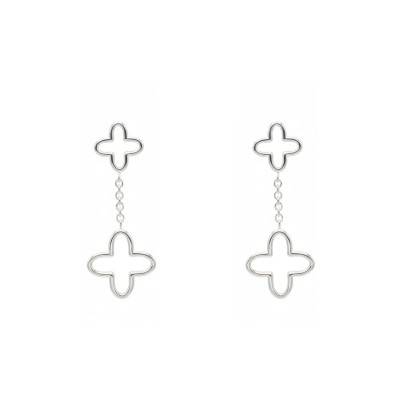Boucles d'Oreilles Pendantes Double Trèfle en Argent 925 - Artemis
