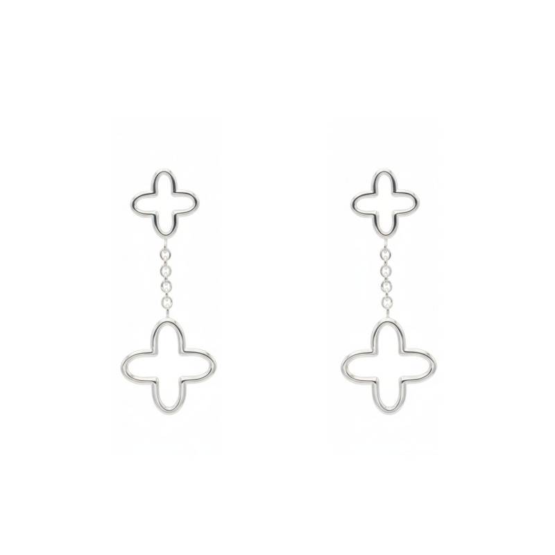 Boucles d'Oreilles Pendantes Double Trèfle en Argent 925 - Artemis