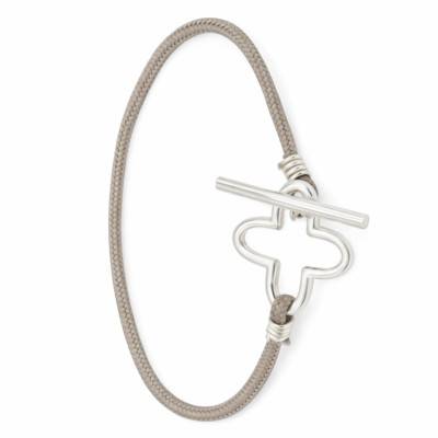 925 Sterling Silver & Silk Cord Clover Bracelet, Length 18 cm - Artemis