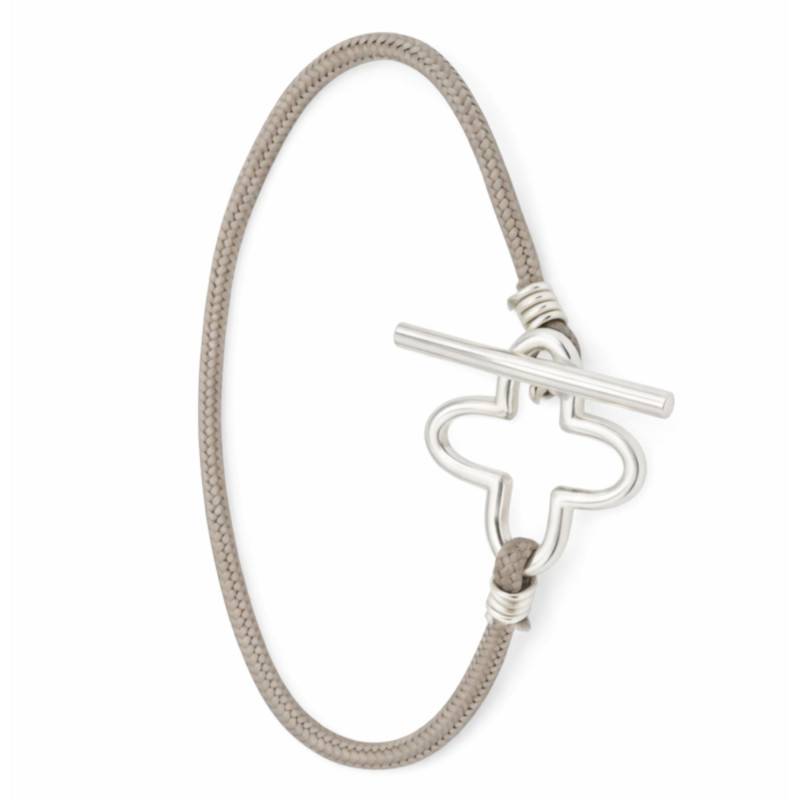 925 Sterling Silver & Silk Cord Clover Bracelet, Length 18 cm - Artemis
