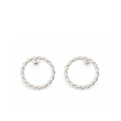 925 Silver Round Twisted Hoop Earrings - Artemis