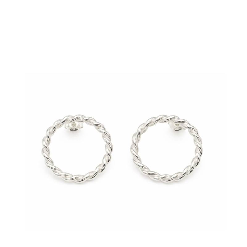 925 Silver Round Twisted Hoop Earrings - Artemis