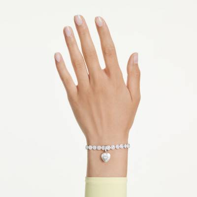 Pendentif Charm Coeur Idyllia en Plaqué Rhodium, Oxydes de Zirconium & Cristaux - 5742960 - Swarovski