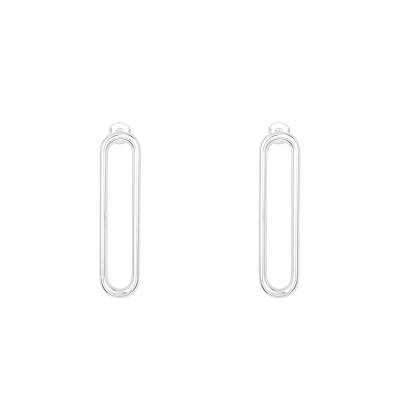 925 Silver Elongated Oval Link Earrings - Artemis