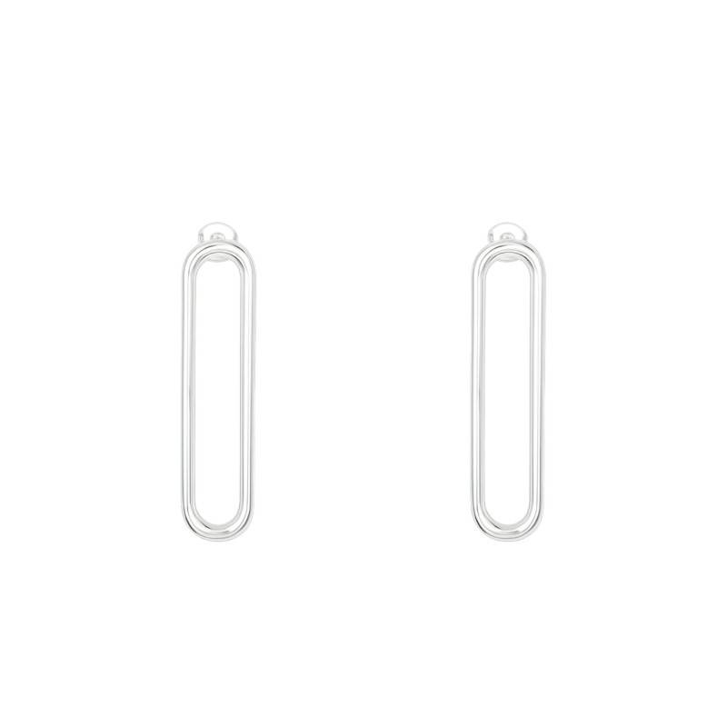 925 Silver Elongated Oval Link Earrings - Artemis