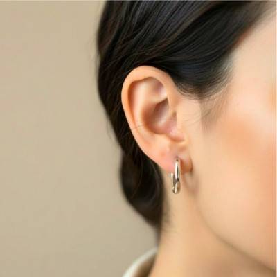 925 Rhodium-Plated Silver Organic Design Hoop Earrings - Emanessence