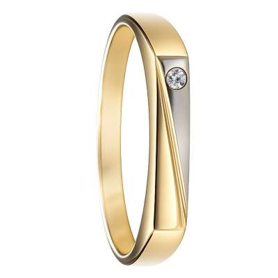 White Zirconium Oxide Two-Tone 375/1000 Gold Rectangular Signet Ring - Imperium
