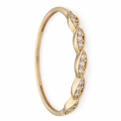 Bague Tressée Oxydes de Zirconium en Or Jaune 375 - Emanessence