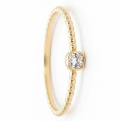 Bague Perlée Oxyde de Zirconium en Or jaune 375 - Emanessence
