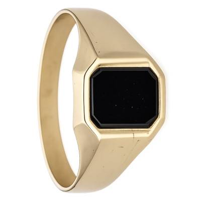 Chevalière Rectangulaire, Plateau Noir en Or Jaune 375 - Imperium