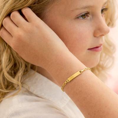 Gourmette plaqué or, maille cheval alterné 15 cm - Bambins