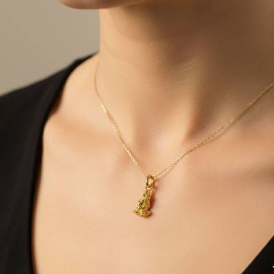 Yellow Gold 375 or 750 Nugget Pendant, 13 x 7 mm - Emanessence
