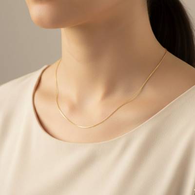 375/1000 Yellow Gold Cable Chain Necklace, 40 to 42 cm - Manillon
