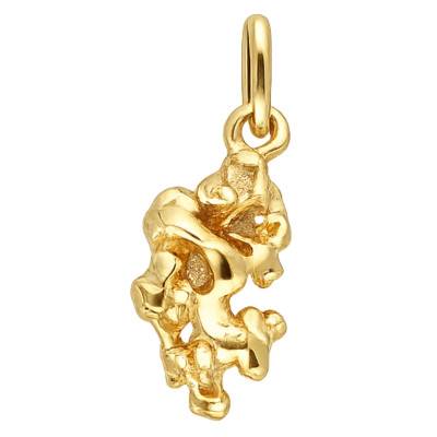 Yellow Gold Nugget Pendant in 375/1000 or 750/1000 Gold, Dimensions 13 x 10 mm - Emanessence