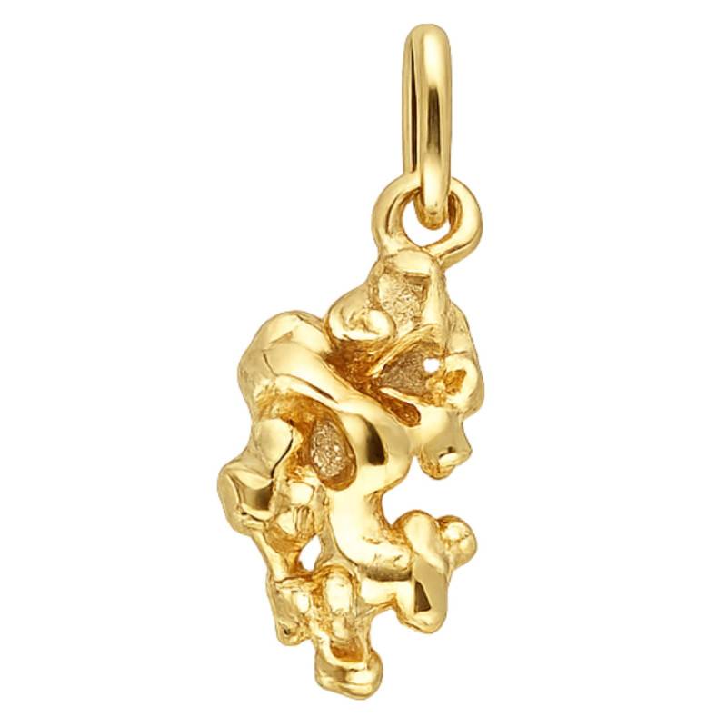 Yellow Gold Nugget Pendant in 375/1000 or 750/1000 Gold, Dimensions 13 x 10 mm - Emanessence
