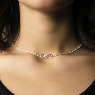 925 Silver Rope Chain & Knot Pendant Necklace - Artemis