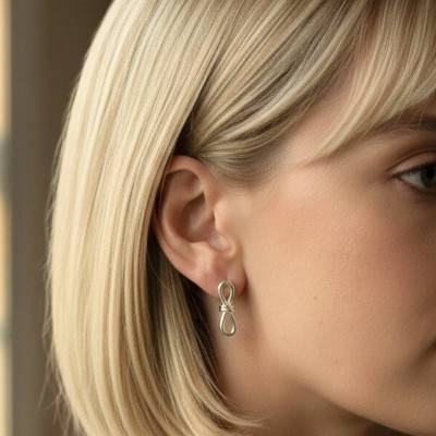 Boucles d'Oreilles Pendantes Noeud en Argent 925 - Artemis