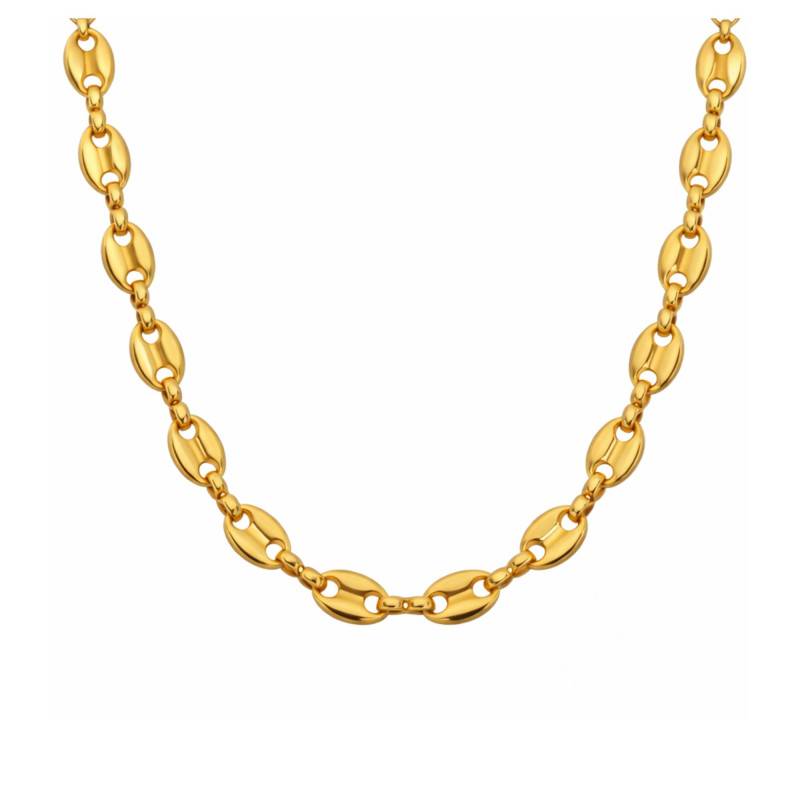 Yellow Gold-Plated Coffee Bean Chain, Length 42 cm to 60 cm, Width 5 mm - Manillon