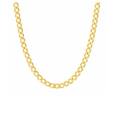 Yellow Gold-Plated Curb Chain, Length 55 cm or 60 cm, Width 5 mm - Manillon