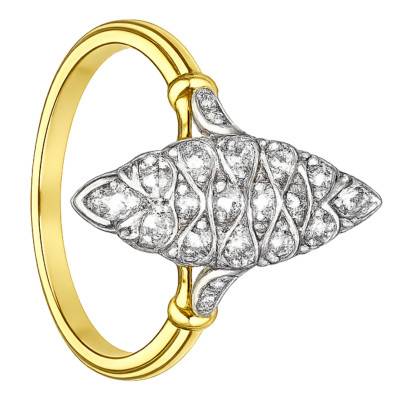 Bague Marquise Diamants de Synthèse 0,32 cts en 2 Ors 375 - Emanessence