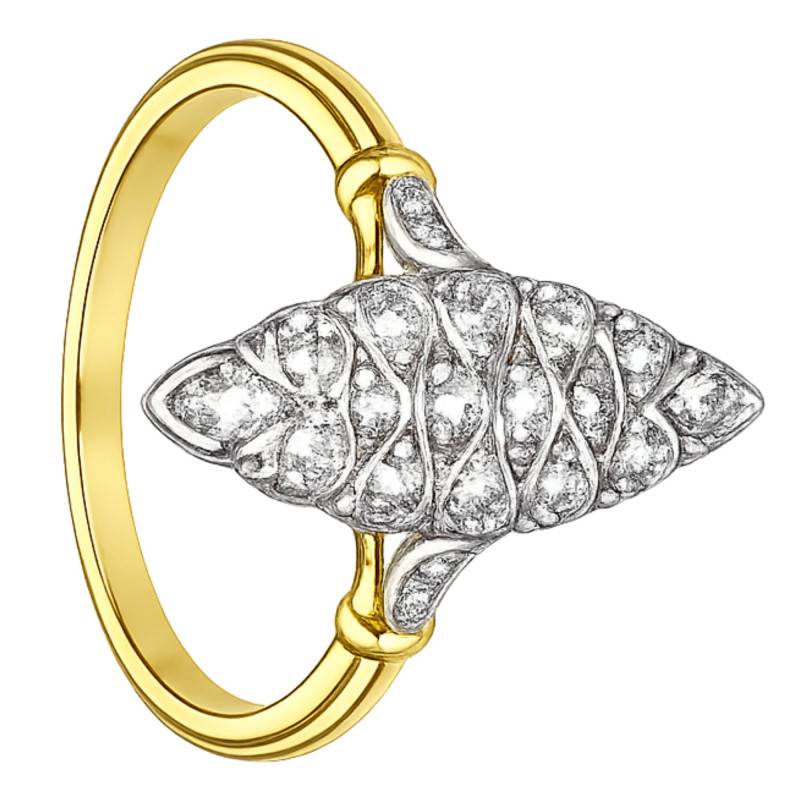 Marquise Lab-Grown Diamond 0.32 ct Engagement Ring in Two-Tone 375/1000 Gold - Emanessence