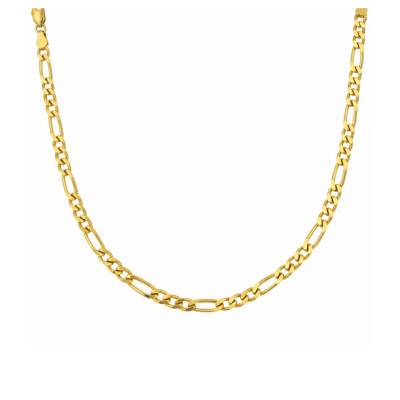 Chaîne Maille Figaro en Plaqué Or Jaune, Longeur de 42 cm à 60 cm, Largeur 4,20 mm - Manillon