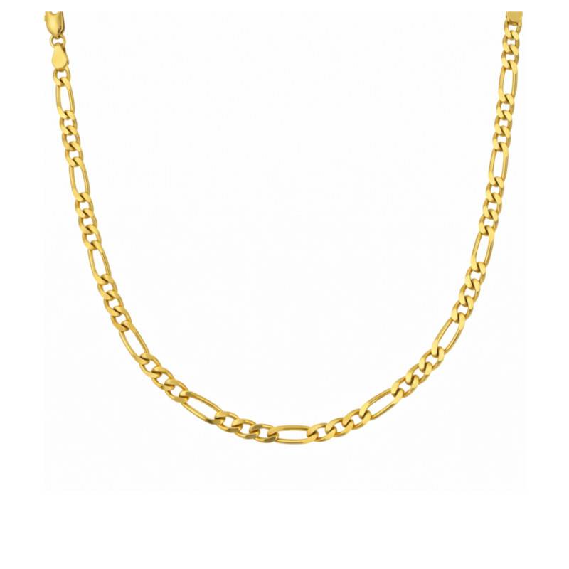 Chaîne Maille Figaro en Plaqué Or Jaune, Longeur de 42 cm à 60 cm, Largeur 4,20 mm - Manillon